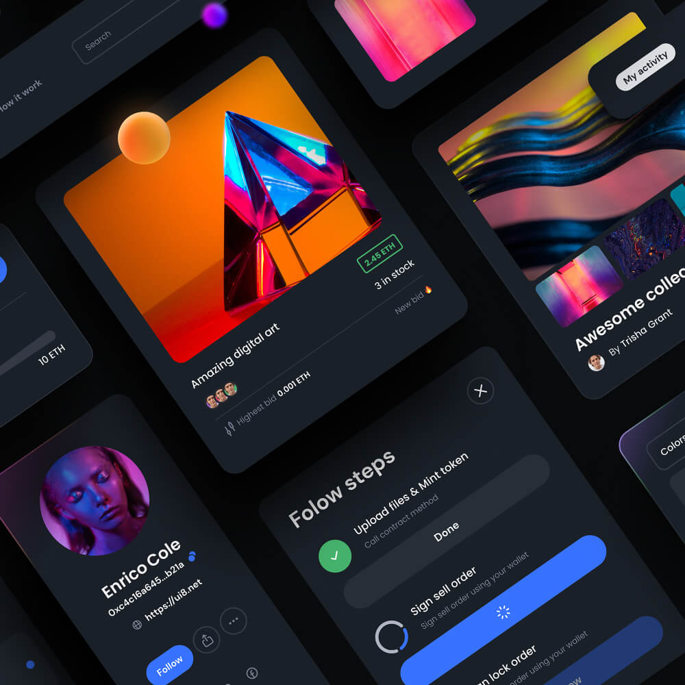 9-3 کیت رابط کاربری موبایل DarkGlass UI Kit – Figma - تصویر 1